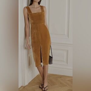 Reformation Emira velvet midi dress - Golden